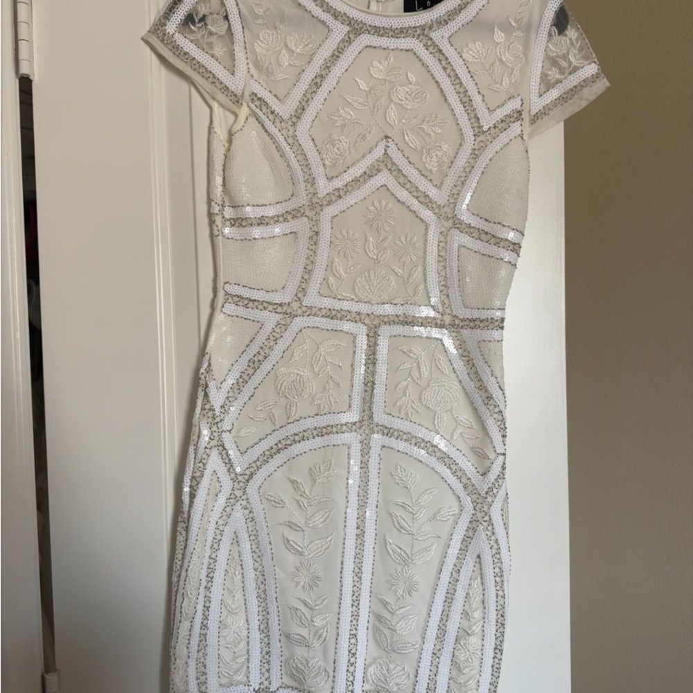 Lulu's Silver Sequin Sheath Mini Dress for Weddings